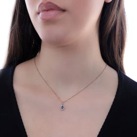 Κολιέ Ροζ Χρυσός Κ18 με London Blue Topaz & Διαμάντια SKU-57262