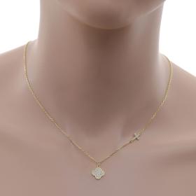 Κολιέ Σταυρός Ασήμι 925° με Ζιργκόν & Κίτρινο Επιχρύσωμα SKU-57951