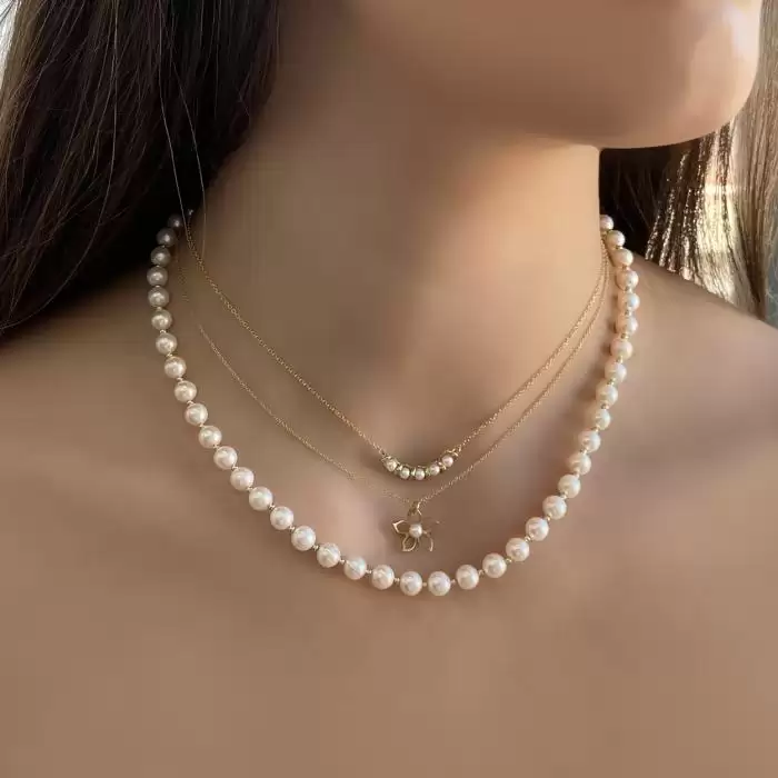 Κλασικό Κολιέ Χρυσός Κ14 με Μαργαριτάρια SKU-57455