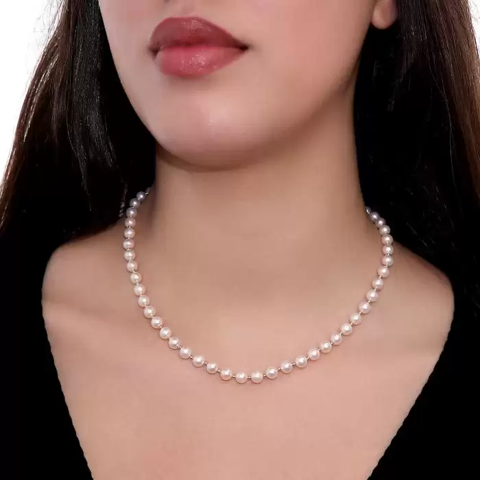 Κλασικό Κολιέ Χρυσός Κ14 με Μαργαριτάρια SKU-57455