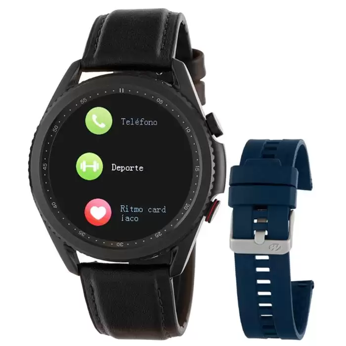 SKU-57695 / MAREA Smartwatch Talk Black Rubber Strap & Blue Silicone Strap Gift 