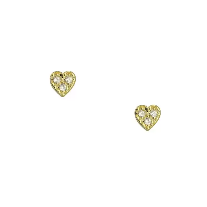 SKU-57333 / Σκουλαρίκια Καρδιά Χρυσός Κ9 με Ζιργκόν