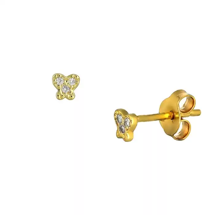 SKU-57331 / Σκουλαρίκια Πεταλούδα Χρυσός Κ9 με Ζιργκόν