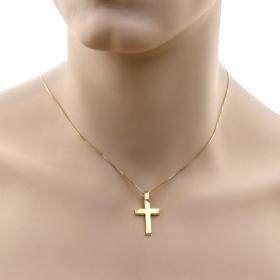 Ανδρικός Σταυρός Βάπτισης Χρυσός Κ14 Σαγρέ Φινίρισμα SKU-58970