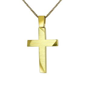 Ανδρικός Σταυρός Βάπτισης Χρυσός Κ14 Σαγρέ Φινίρισμα SKU-58970