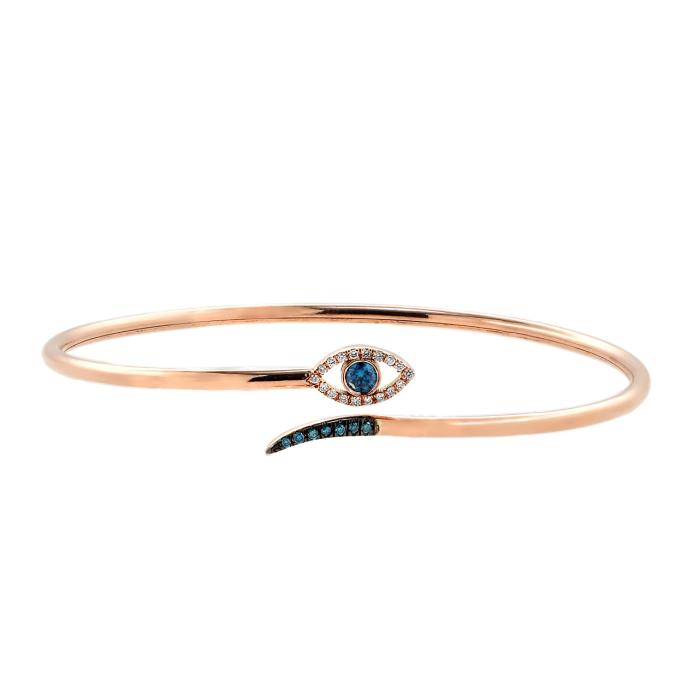 Βραχιόλι Ματάκι Ροζ Χρυσός Κ18 με Μπλε & Λευκά Διαμάντια SKU-58804