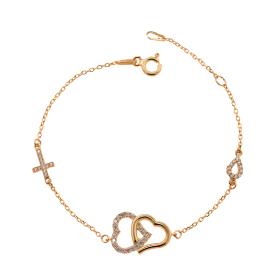 Βραχιόλι Καρδιές Ασήμι 925° με Ζιργκόν SKU-58077