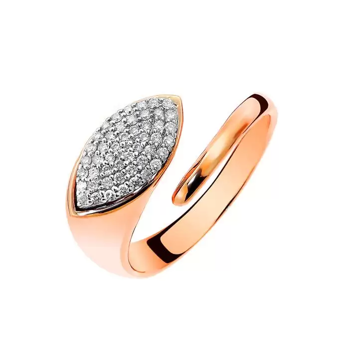 SKU-58801 / Δαχτυλίδι Ροζ Χρυσός Κ18 με Διαμάντια