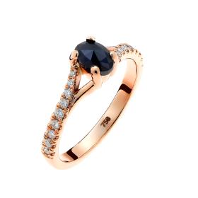 Δαχτυλίδι Ροζ Χρυσός Κ18 με Μαύρο Διαμάντι & Λευκά Διαμάντια SKU-58401