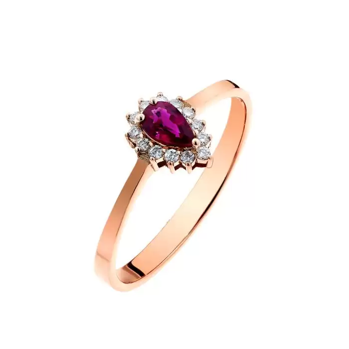 SKU-58841 / Δαχτυλίδι Ροζ Χρυσός Κ18 με Ρουμπίνι & Διαμάντια