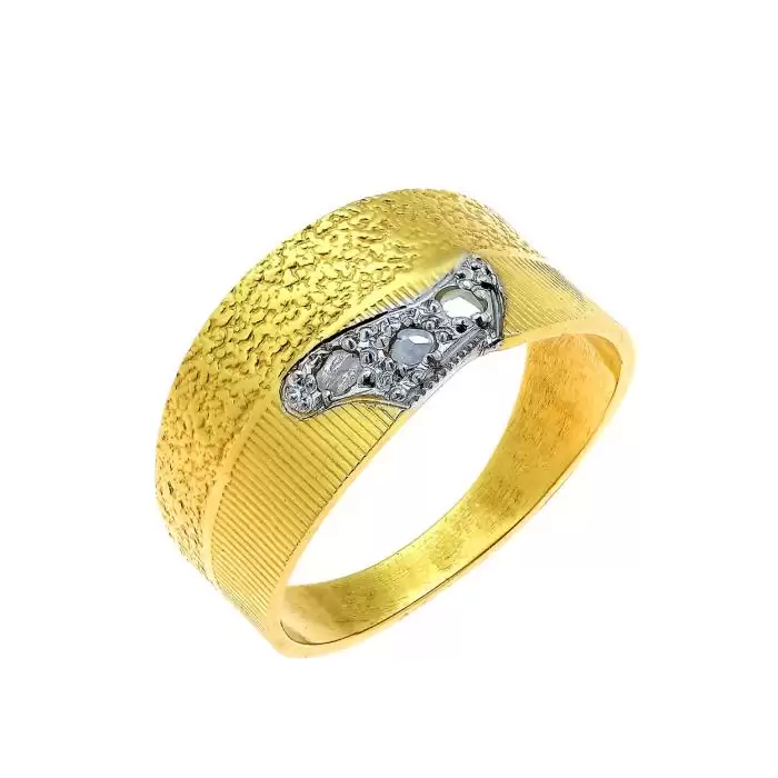 SKU-58163 / Δαχτυλίδι Χρυσός & Λευκόχρυσος Κ18 με Διαμάντια 