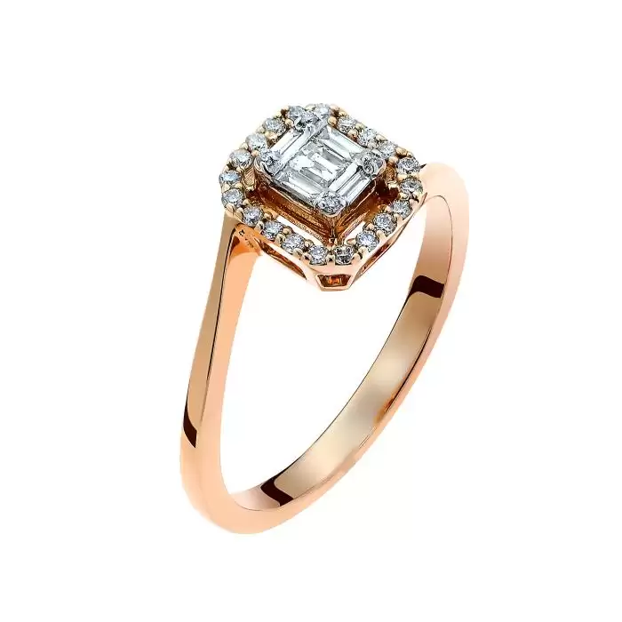 SKU-58270 / Δαχτυλίδι Ροζ Χρυσός Κ18 με Διαμάντια