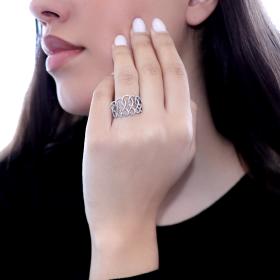 Δαχτυλίδι Λευκόχρυσος Κ18 με Διαμάντια SKU-58412