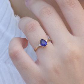 Δαχτυλίδι Χρυσός Κ18 με Treated Sapphire & Διαμάντια SKU-58850