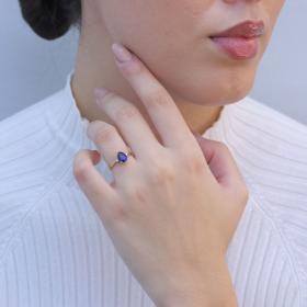 Δαχτυλίδι Χρυσός Κ18 με Treated Sapphire & Διαμάντια SKU-58850