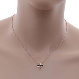 Κολιέ Σταυρός Ασήμι 925° με Μαύρα Ζιργκόν SKU-58124