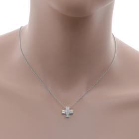Κολιέ Σταυρός Ασήμι 925° με Ζιργκόν & Λευκό Πλατίνωμα SKU-58127