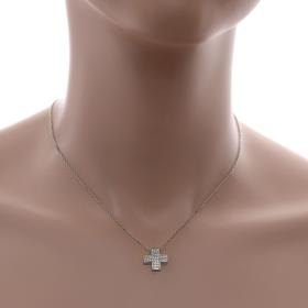 Κολιέ Σταυρός με Λευκά Ζιργκόν Ασήμι 925° SKU-58118