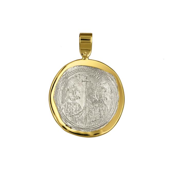 Κωνσταντινάτο Ασήμι 925° & Χρυσός Κ14 Διπλής Όψεως SKU-58937