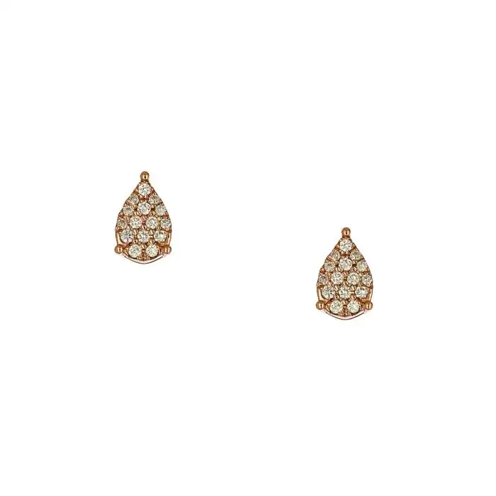 SKU-58840 / Σκουλαρίκια Δάκρυ Ροζ Χρυσός Κ18 με Διαμάντια