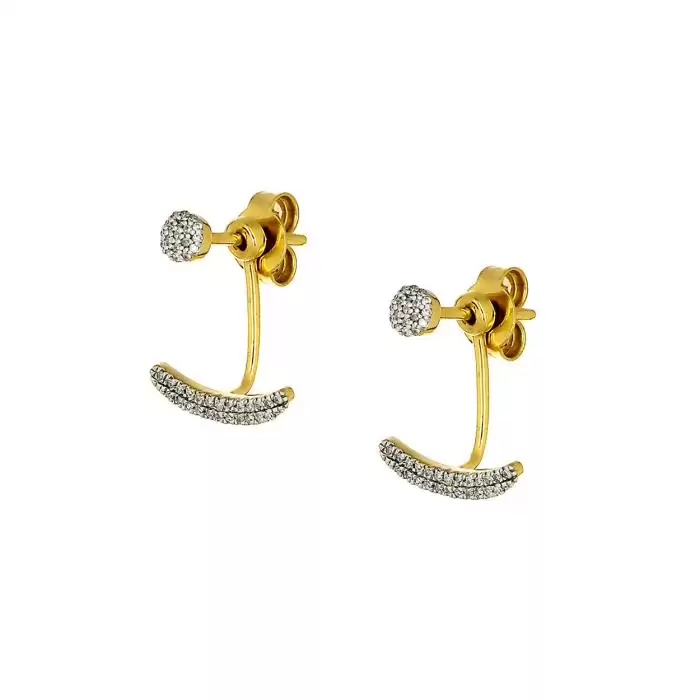 SKU-58836 / Σκουλαρίκια Ear Jacket Χρυσός Κ14 με Διαμάντια