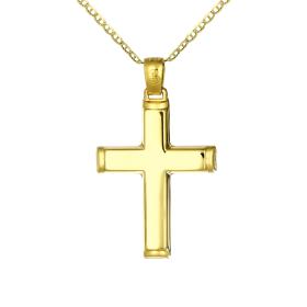 Σταυρός Χρυσός Κ14 με Λουστρέ & Ματ Φινίρισμα SKU-58672