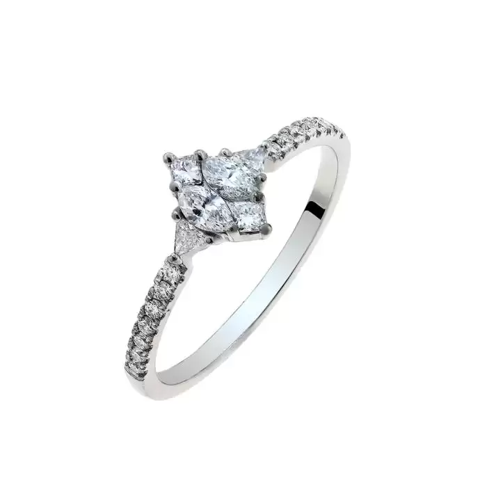 SKU-59833 / Δαχτυλίδι Λευκόχρυσος Κ18 με Διαμάντια
