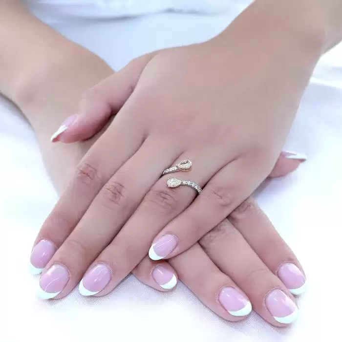 SKU-59320 / Δαχτυλίδι Λευκόχρυσος & Ροζ Χρυσός Κ18 με Διαμάντια