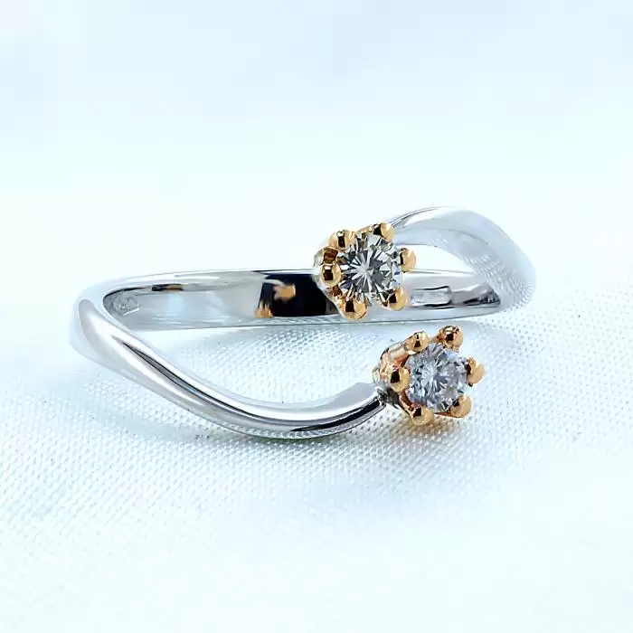 SKU-59333 / Δαχτυλίδι Λευκόχρυσος & Ροζ Χρυσός Κ18 με Διαμάντια