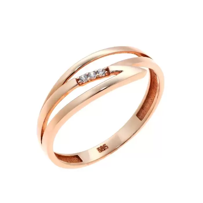 SKU-59356 / Δαχτυλίδι Ροζ Χρυσός Κ14 με Διαμάντια