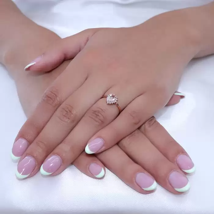 Δαχτυλίδι Ροζ Χρυσός Κ18 με Μοργκανίτη & Διαμάντια