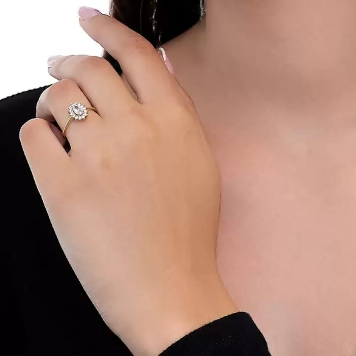 SKU-59595 / Δαχτυλίδι Ροζέτα Χρυσός Κ9 με Ζιργκόν