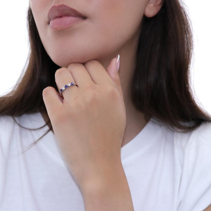 Δαχτυλίδι Σειρέ Λευκόχρυσος Κ18 με Ζαφείρια & Διαμάντια