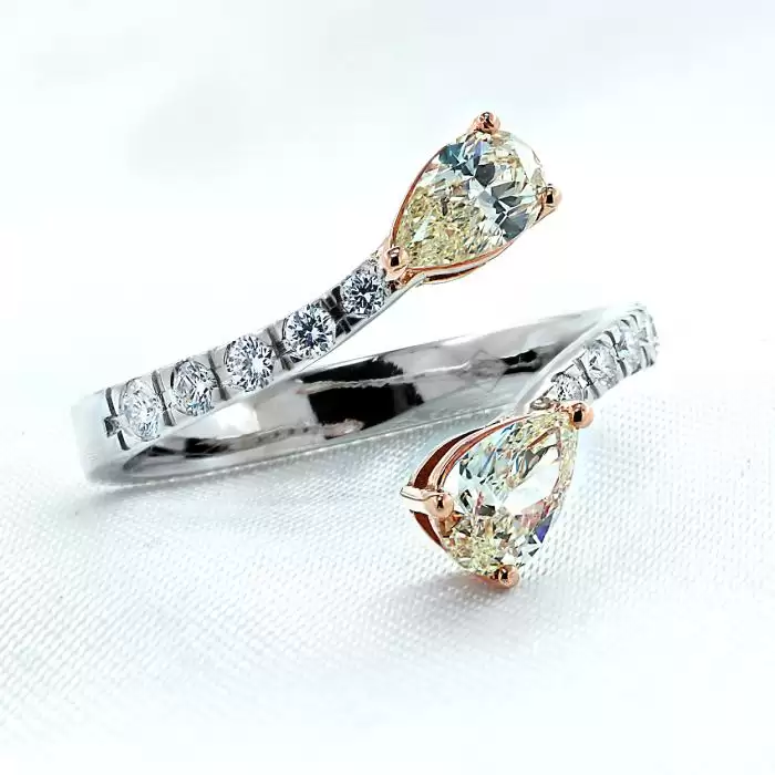 SKU-59320 / Δαχτυλίδι Λευκόχρυσος & Ροζ Χρυσός Κ18 με Διαμάντια