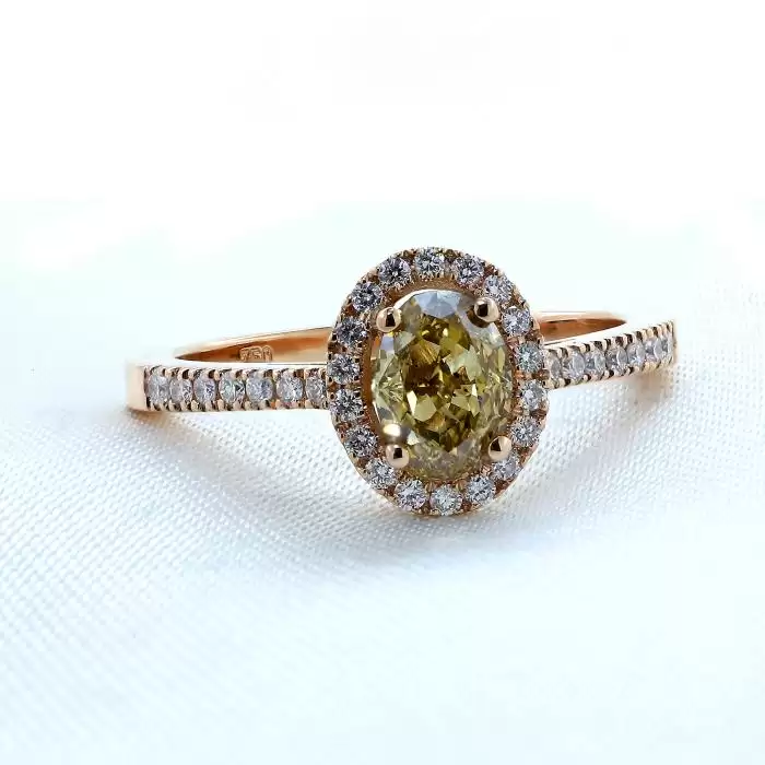 Δαχτυλίδι Ροζ Χρυσός Κ18 με Κίτρινο Διαμάντι