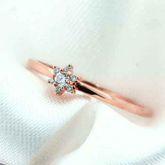 SKU-59837 / Δαχτυλίδι Ροζ Χρυσός Κ18 με Διαμάντια