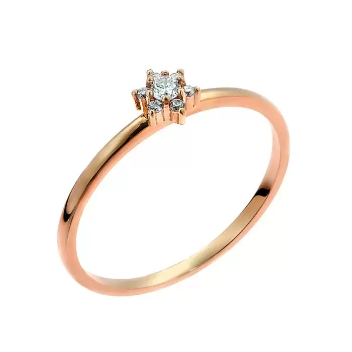 SKU-59837 / Δαχτυλίδι Ροζ Χρυσός Κ18 με Διαμάντια