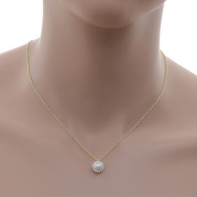 Κολιέ Ροζέτα Χρυσός Κ9 με Ζιργκόν & Μαργαριτάρι SKU-59538