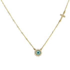 Κολιέ Ματάκι με Φίλντισι & Ζιργκόν Χρυσός Κ14 SKU-59658