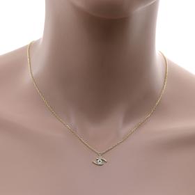 Κολιέ Ματάκι Χρυσός Κ14 με Λευκά & Μπλε Ζιργκόν SKU-59668