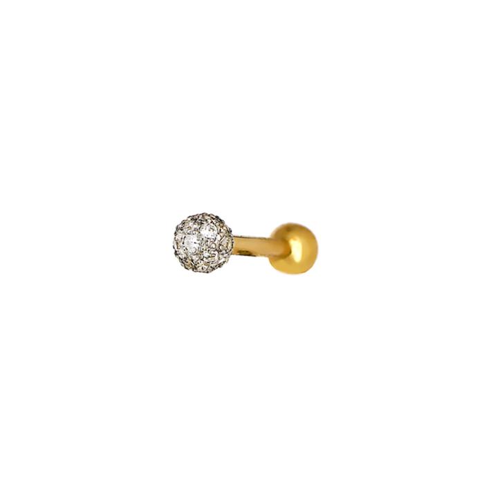 Σκουλαρίκι Μύτης Καρφωτό Χρυσός Κ14 με Διαμάντια