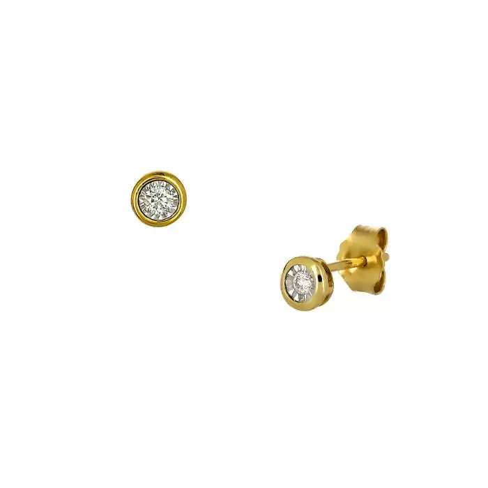 SKU-59125 / Σκουλαρίκια Μονόπετρα Χρυσός Κ14 με Διαμάντι