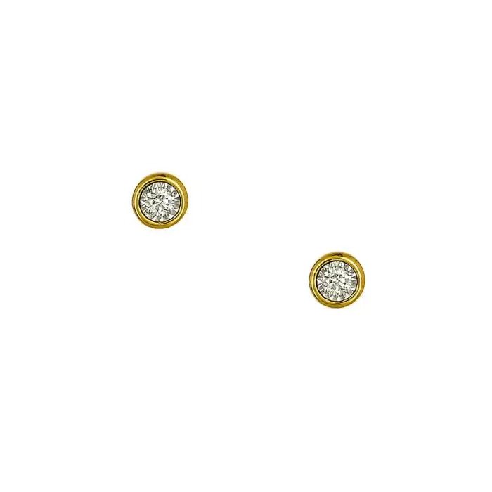 SKU-59125 / Σκουλαρίκια Μονόπετρα Χρυσός Κ14 με Διαμάντι