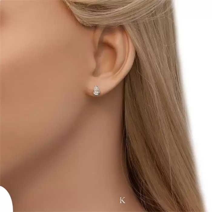 SKU-59767 / Σκουλαρίκια Δάκρυ Λευκόχρυσος Κ9 με Ζιργκόν