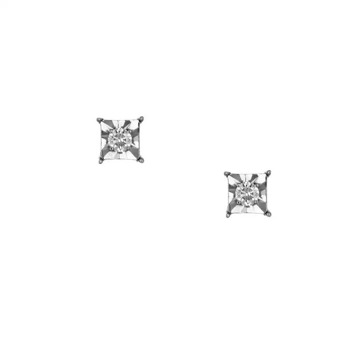 SKU-59842 / Σκουλαρίκια Μονόπετρο Λευκόχρυσος Κ18 με Διαμάντι