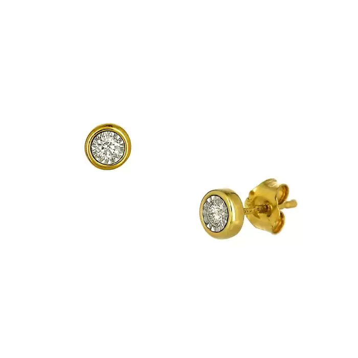 SKU-59128 / Σκουλαρίκια Χρυσός Κ14 με Διαμάντι