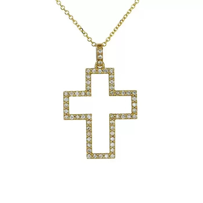 SKU-59360 / Σταυρός με Αλυσίδα Χρυσός Κ18 με Διαμάντια
