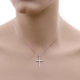 Ανδρικός Σταυρός με Αλυσίδα Λευκόχρυσος Κ9 SKU-59457