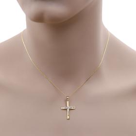 Σταυρός Χρυσός & Λευκόχρυσος Κ9 με τον Εσταυρωμένο SKU-59458