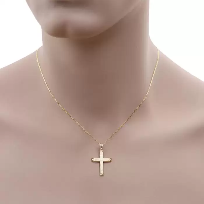 Σταυρός Ανδρικός με Αλυσίδα Χρυσός Κ9 SKU-59459